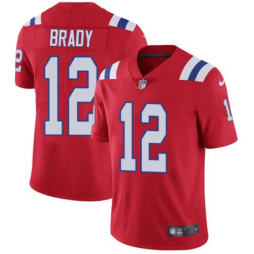 Nike Patriots #12 Tom Brady Red Alternate Men's Stitched NFL Vapor Untouchable Limited Jersey - Click Image to Close